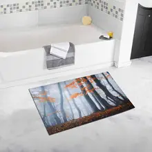 Осенний лес в тумане красивые Зачарованные тонкие деревья мягкий мохнатый коврик для ванной Нескользящий Резиновый коврик для ванной комнаты коврики