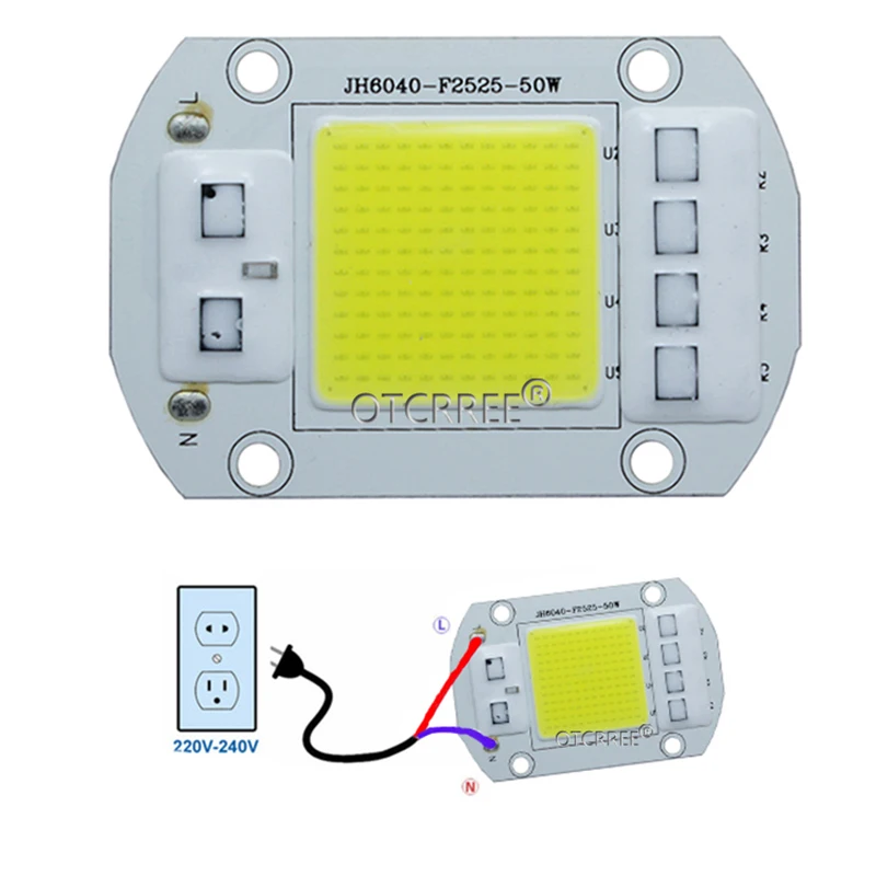 Smart IC AC Светодиодная лента COB 20W 30W 50W 110V 220V водителя DIY прожектор высокой мощности светодиодный COB диод теплый полный спектр белого