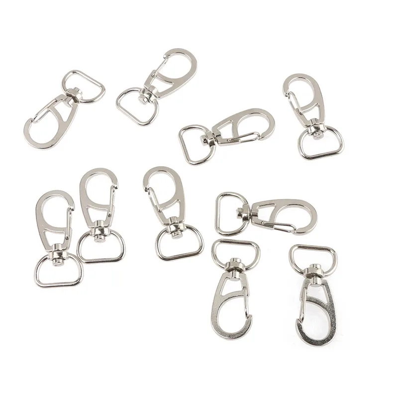 10pcs Silvery Metal Swivel Clasp Clips Key Hook Keychain Separation Key