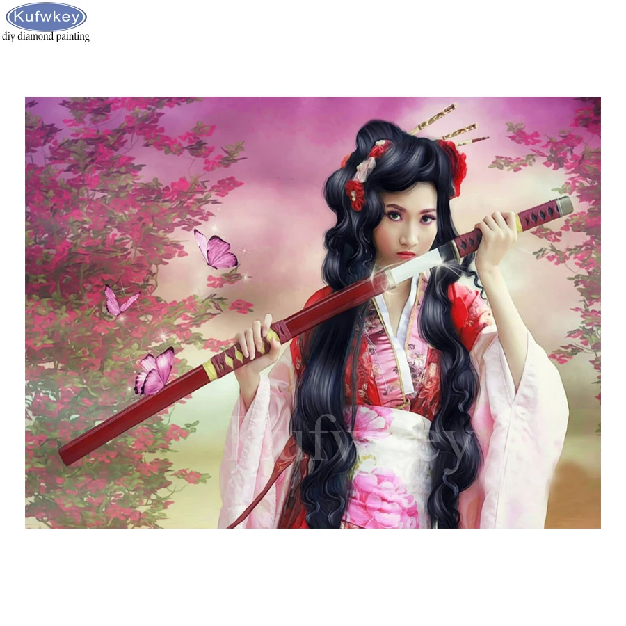

100% full square drill 5D DIY Diamond Painting new arrival Japanese woman Cross Stitch Embroidery rhinestones wall sticker B788