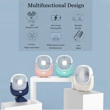 AUGIENB Portable Handheld fans USB Rechargeable Detachable Desktop fans / 360° Adjustable / Phone Holder / 3 mode Gale /