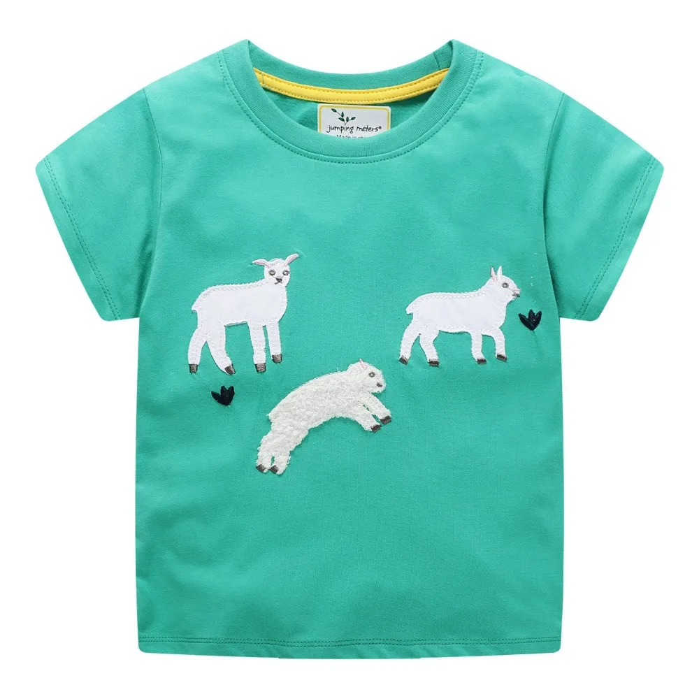 

2019 New Brand Summer 2-7 year baby Kids boys Girls cartoon Embroidery Sheep Short O-neck Quality Cotton t-shirts Tops shirt
