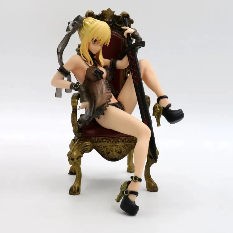 

Fate Stay Night Black Saber Throne Sexy Pajamas Model doll PVC 16cm box-packed Japanese Anime figurine Action figure