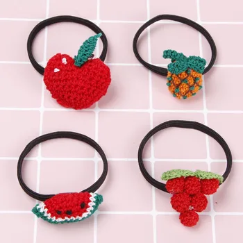 

20pcs Boutique Cute Crochet Fruits Elastic Hair Bands Solid Apple Pineapple Watermelon Grape Hair Ties Fashion Princess Headwear