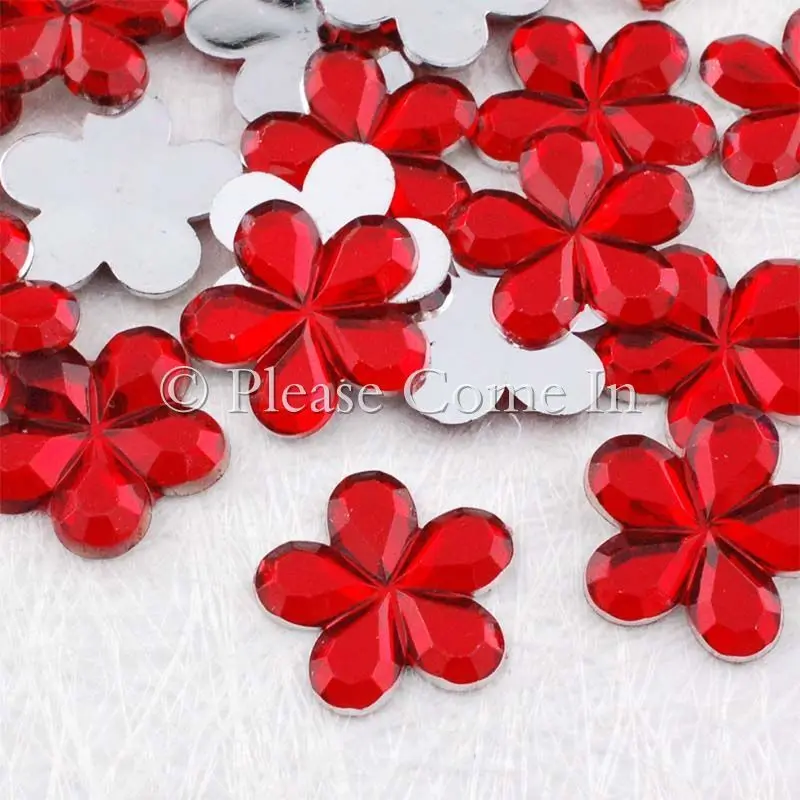 1000 шт./лот 9 Цвета 16 мм акриловый цветок Gem Стразы Свадебные цветы конфетти Ткань Чистка Стразы DIY Craft - Цвет: Red