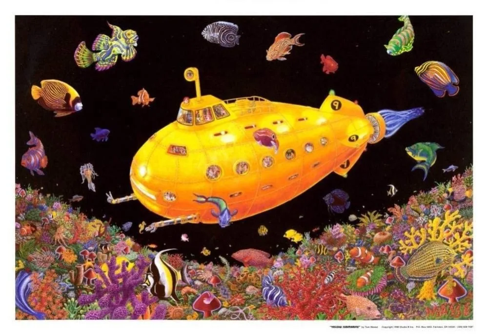 Home Decor Yellow Submarine-Silk Art Poster Wall Sticker Decorazione Regalo