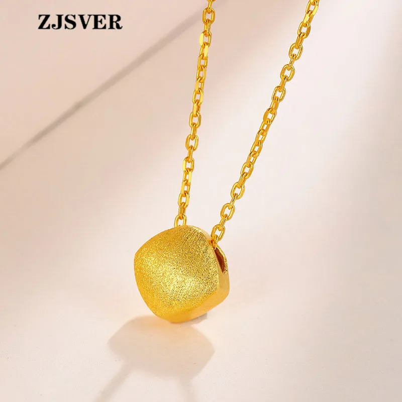 

ZJSVER Fine Jewelry 925 Sterling Silver Necklace Golden Geometric Rhombus Pendant Chokers Chain Women Necklace For Present