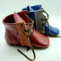Spring Handmade Genuine Leather Baby Gils Boots Mixed Colors First Walkers Cowhide Lace-up Baby Moccasins Boy Shoes 1