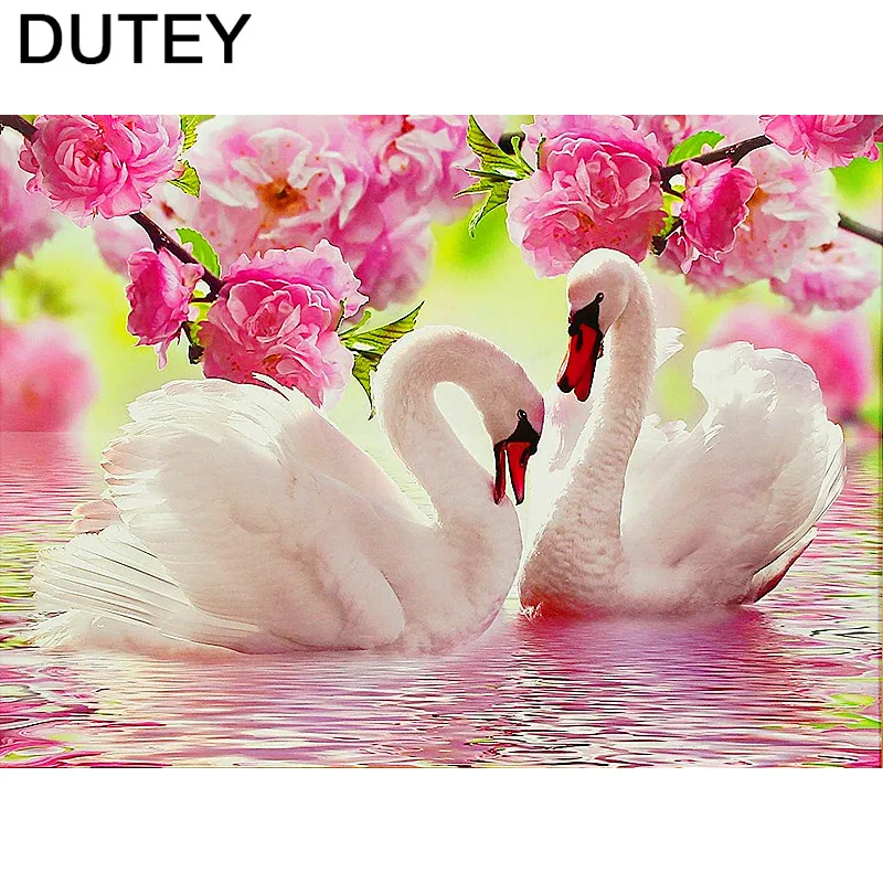 

5d diy diamond embroidery swan lover diamond painting Cross Stitch full square drill Rhinestone mosaic decoration_hcr