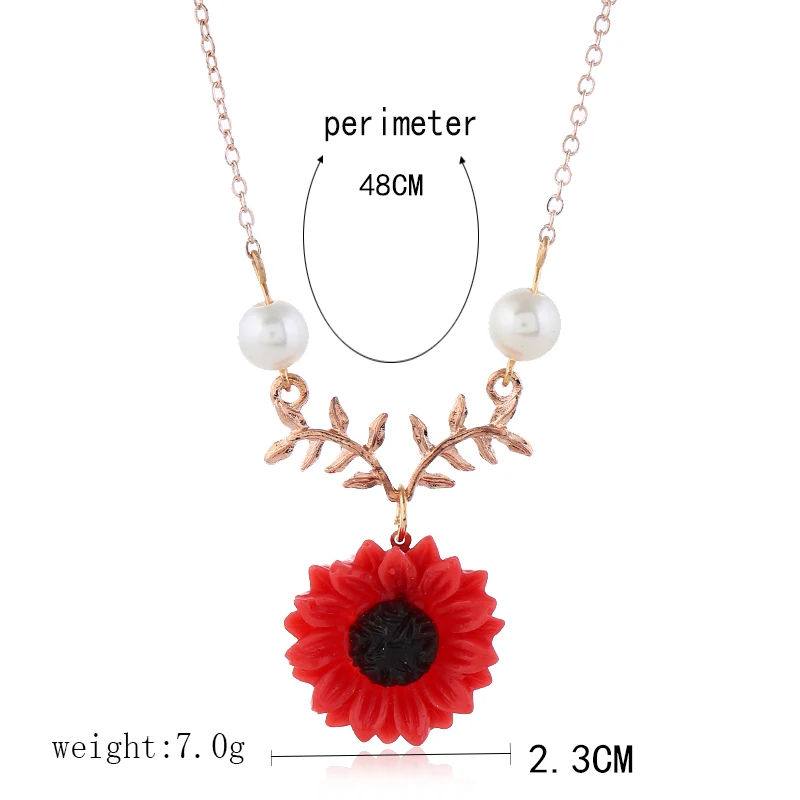 Sunflower Pendant Alloy Necklace (2)