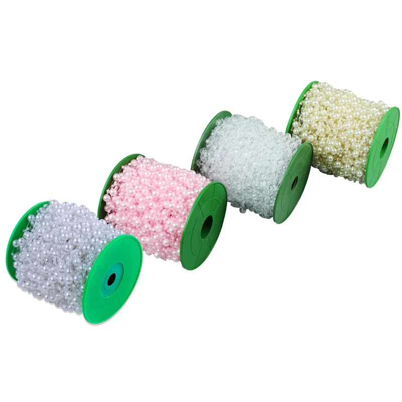 

5 Meters /Lot Fishing Line Artificial ABS Pearl Beads Chain Garland Wedding Party Decor Cloth Hair Accessories Ivory/Pink/White