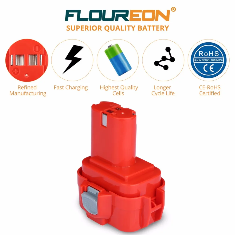 FLOUREON 9,6 V 2000mAh аккумуляторная батарея блок электроинструмента аккумуляторная батарея дрель для Makita 9120 9122 PA09 6207D Ni-CD батарея