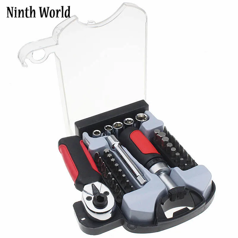 40PCS 1 4 Drive Mini Ratcheting Screwdriver Set With 31 CR V Bits 5 Sockets 1
