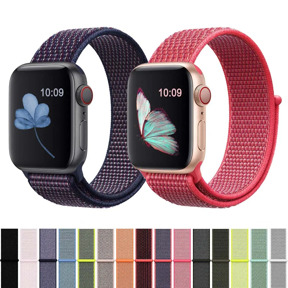 

For Apple Watch iWatch Band 44mm 40mm Nylon Soft Breathable Sport Loop Adjustable Closure Wrist Strap for Apple Watch 4 3 2 1
