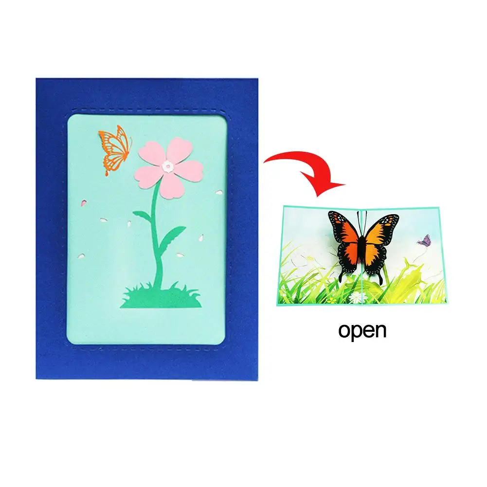 

Cards Paper Hollow Butterfly Style Pop Up 3D Greeting Card Paper Cut Handmade Folding Type Birthday Cards Gift
