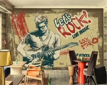 

3d wallpaper custom mural non-woven 3d room wallpaper Retro nostalgia background wall rock music photo wallpaper for walls 3d