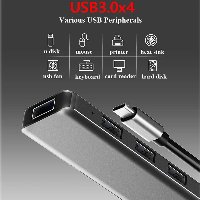 Многофункциональная док-станция usb type-c USB-C концентратор USB 3,0 RJ45 VGA адаптер для MacBook samsung Galaxy S8 S9 HUAWEI Matebook