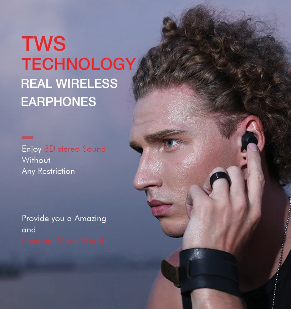 Avit TWS Bluetooth наушники настоящие Беспроводные спортивные наушники водонепроницаемые 3D стерео наушники с микрофоном для звонков с громкой связью G1