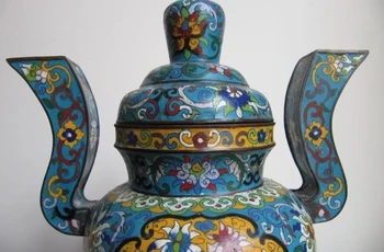 

Chinese Buddhism Bronze Copper cloisonne enamel flower incense burner Censer