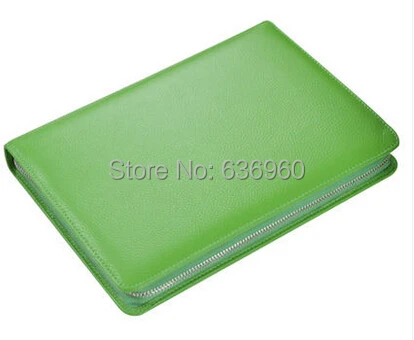 

New hot 2015 Cowhide leather zipper manager folder loose-leaf notebook A5 leather high-grade business notebook with calculator