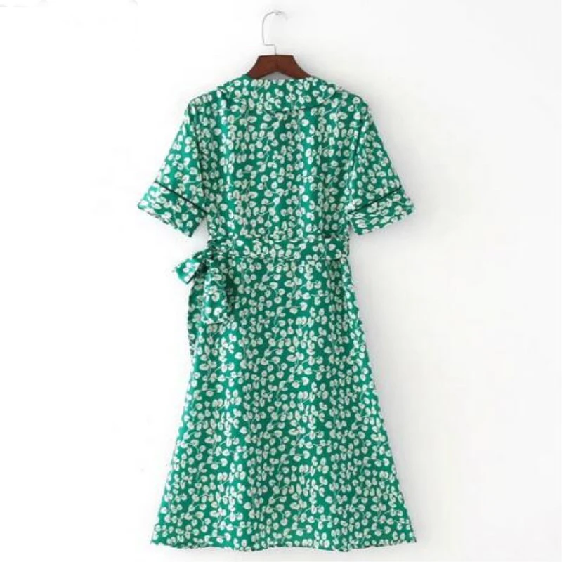 Женское платье с запахом V образным вырезом и коротким рукавом|summer dress|summer dresses