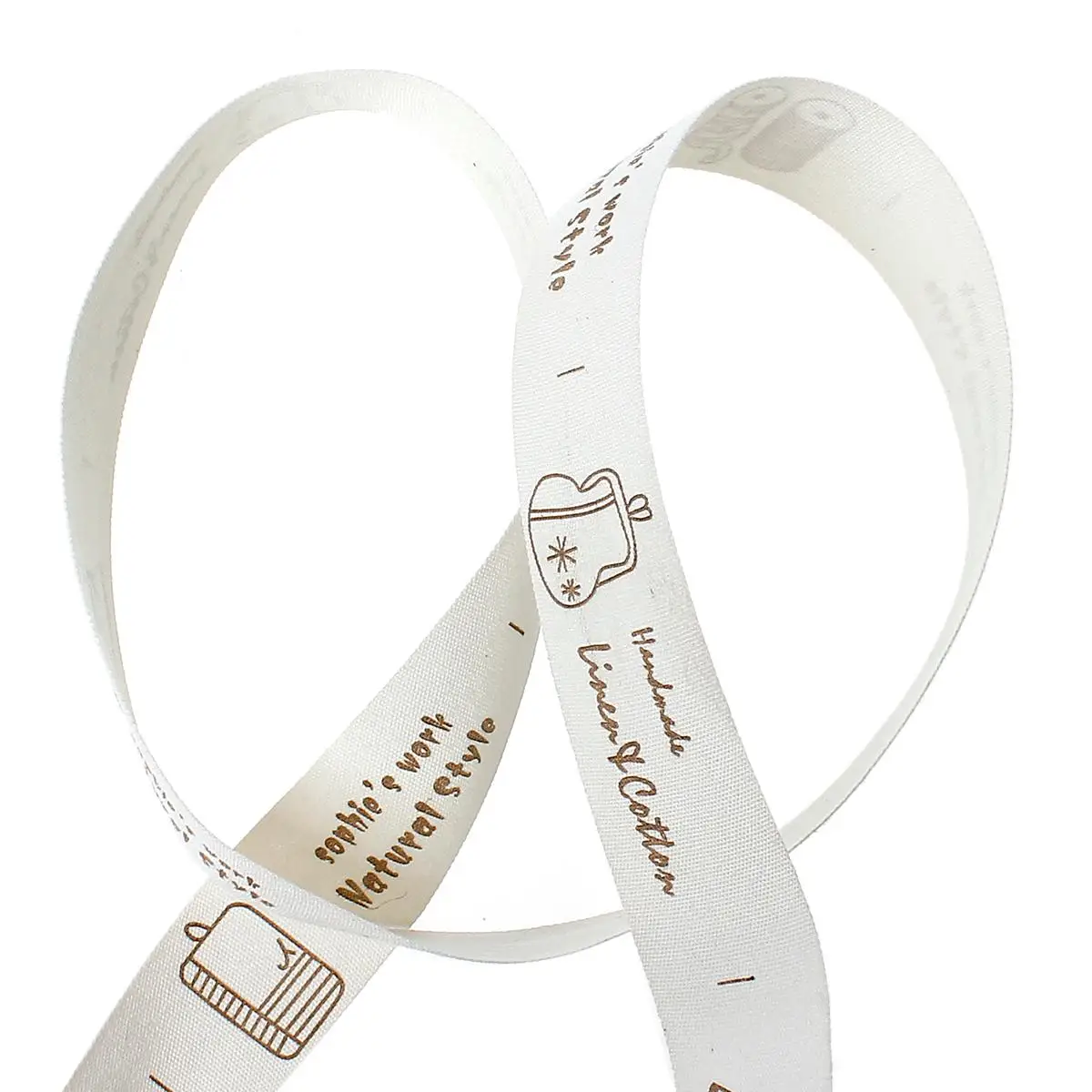 DoreenBeads Cotton Fabric Sewing Ribbon Labels Handmade DIY Craft Beige