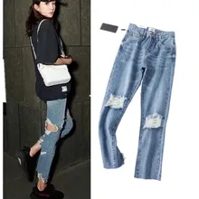 Модные джеггинсы джинсы для женщин отбеленная джинсовая ткань женские, с высокой талией джинсы Femme