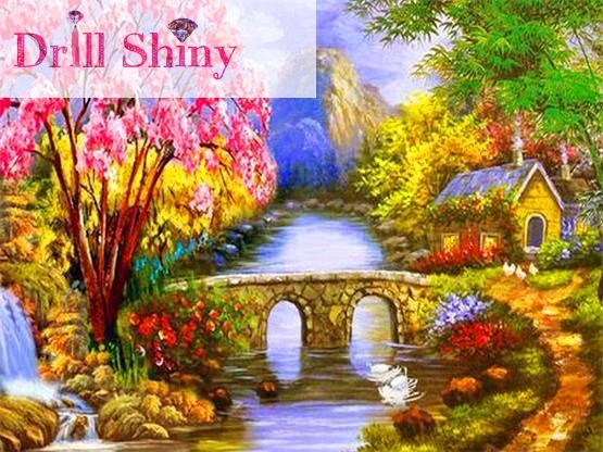 

5D DIY Diamond Painting Full Rhinestone Mosaic Diamond House and Plants Landscape 3D Cross Stitch Kits Home Embroidery Decor