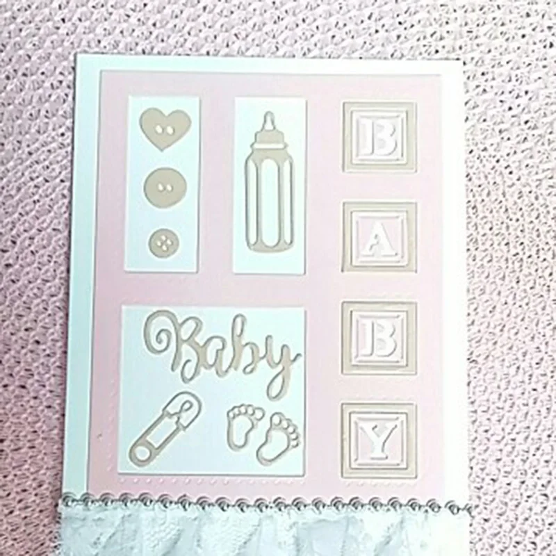  Hemere Baby Bottle Set Frame Metal Steel Cutting Dies Stencil for Making DIY Scrapbooking Invitatio - 32954322377