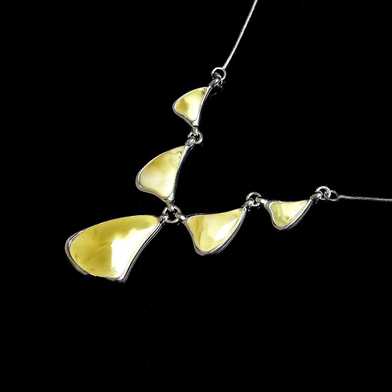 

JIUDUO Necklaces Authentic Luxury 925 Silver Million With The Shape Of Beads Pendants Necklace Empty Set DIY 100% Beeswax Amber