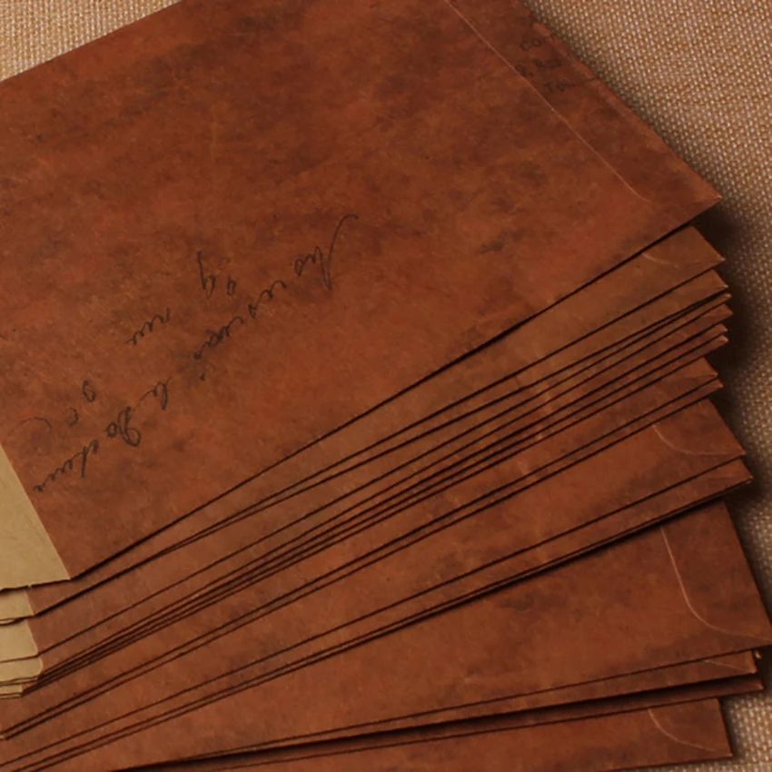 10pcs/lot Kraft Wax Envelopes Vintage Postcard Cover Wedding Invitation Stationery Writing Letter Storage Pouch 16*11cm Envelope