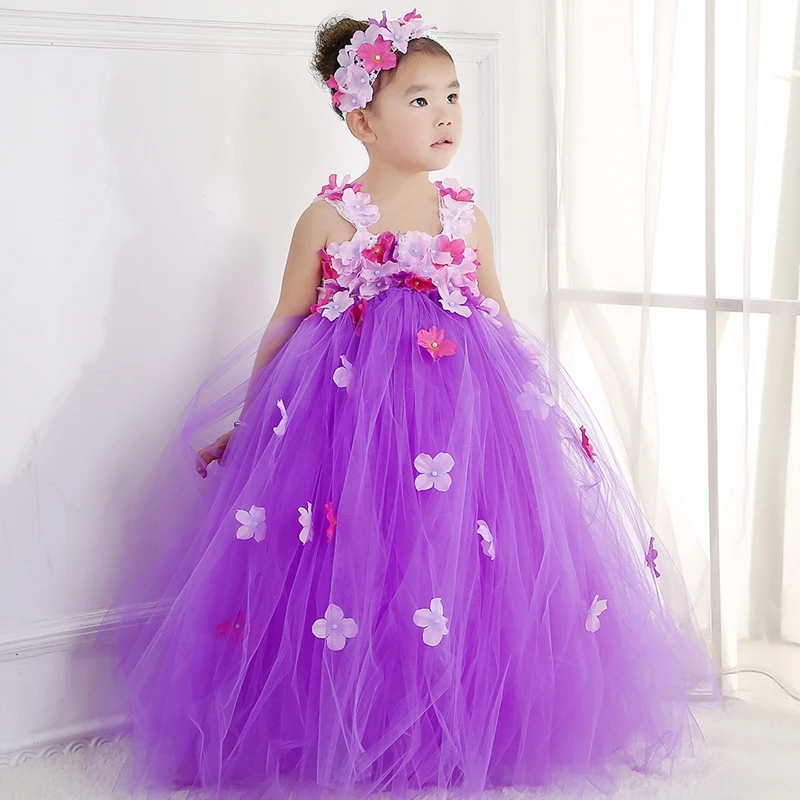

2018 Girl Princess Flower Girl Dresses Floral Ankle-Length 3 Colors Girl Tutu Dress Ball Gown Dress for Wedding/Birthday Party