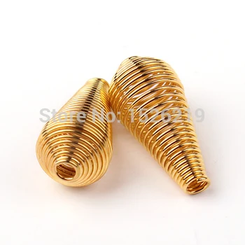 

50pcs/lot Gold Color Horn Spring Beads Caps End Caps Bracelet Spiral Swivel Clasps Hook Jewelry Making Accessories DIY F2031