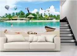 3D настенные фрески обои для гостиной стен 3 D фото обои Эгейского пляжные кокосовой пальмой пейзажа заказ настенная живопись