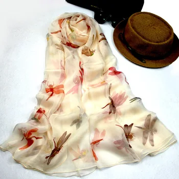 

High quality fashion 100% real silk scarf Shawl hijab for women big size long wrap Summer beach coverup