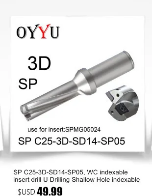 WC25-3D-SD19-WC03, WC пластинами дрель U Бурение мелкой отверстие сменными пластинами сверла, охлаждения отверстие, заводской