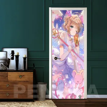 

Cardcaptor Sakura Home Decor Door Stickers PVC Poster Self Adhesive 3D Canvas Print Waterproof Wallpaper Living Room Art Picture