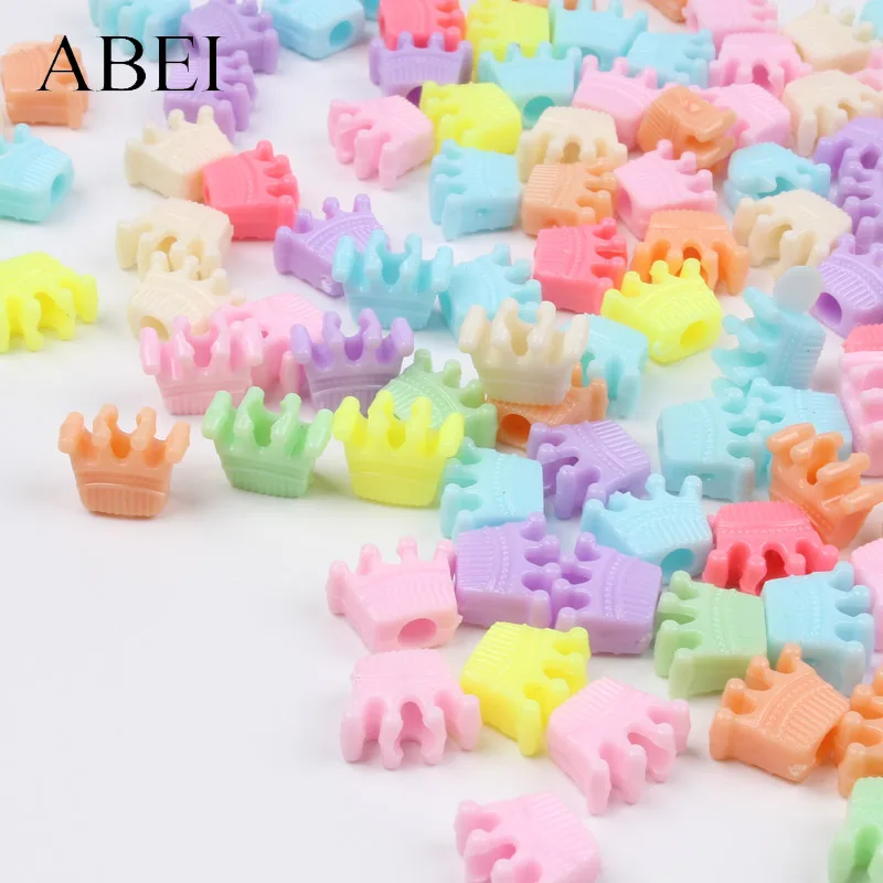 100pcs Multicolor Crown Bead For DIY Crafts Jewelry Finding Cartoon Resin Loose beads