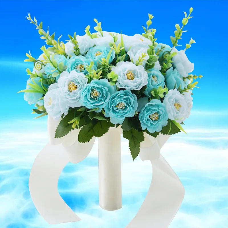 Синий Свадебный букет цветов Свадебные букеты Свадебные аксессуары искусственный свадебный букет De Mariage подружки невесты синий букет