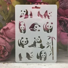 Pintura em parede de 17.8x12.7cm, álbum de coloração de panda, bambu, camada diy, estêncil, pintura em parede, scrapbook, gravação, modelo decorativo