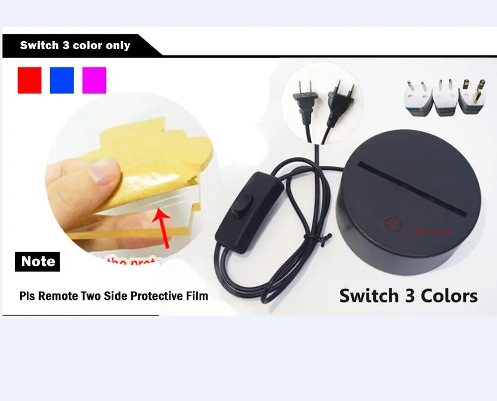 3D ночник Звездный военный Штурмовик фигурка светодиодный USB лампа градиентная Лава детские подарки 3D иллюзия крутые Мультяшные лампы для мальчиков - Испускаемый цвет: switch 3 color only