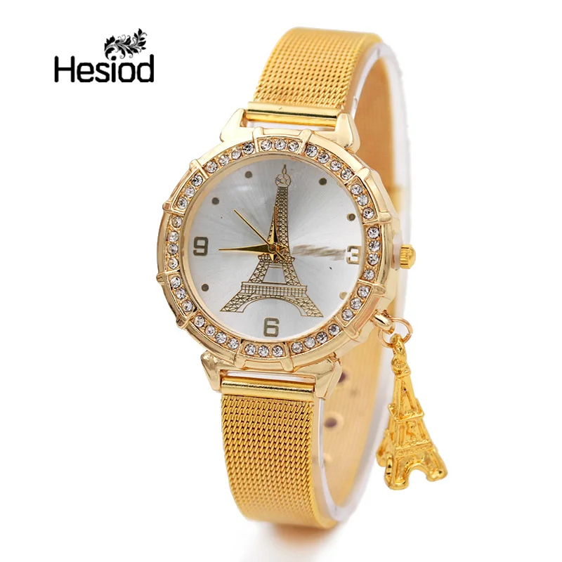 

Hesiod New Watch Women Tower Pendant Crystal Casual Stainless Steel Watch Quartz Wristwatch Business Watch Wholesale