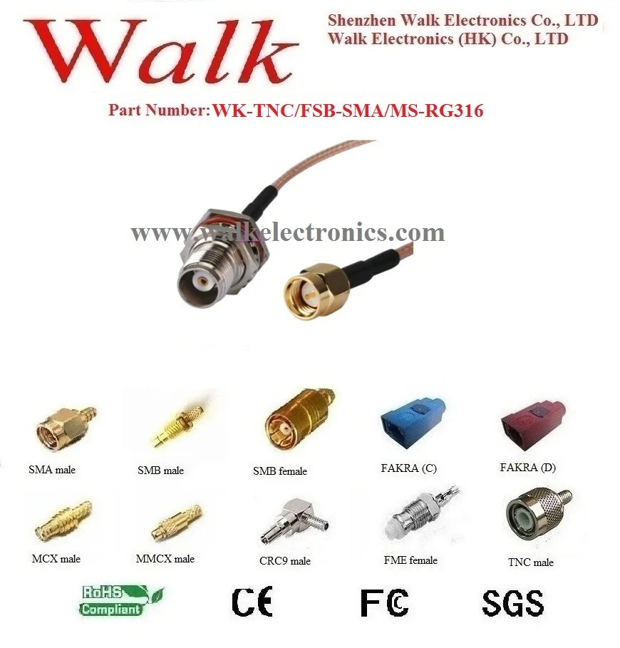 TNC антенна с соединителем кабеля, SMA кабель адаптера для антенны: TNC женский прямой к SMA Мужской прямой с кабель RG316