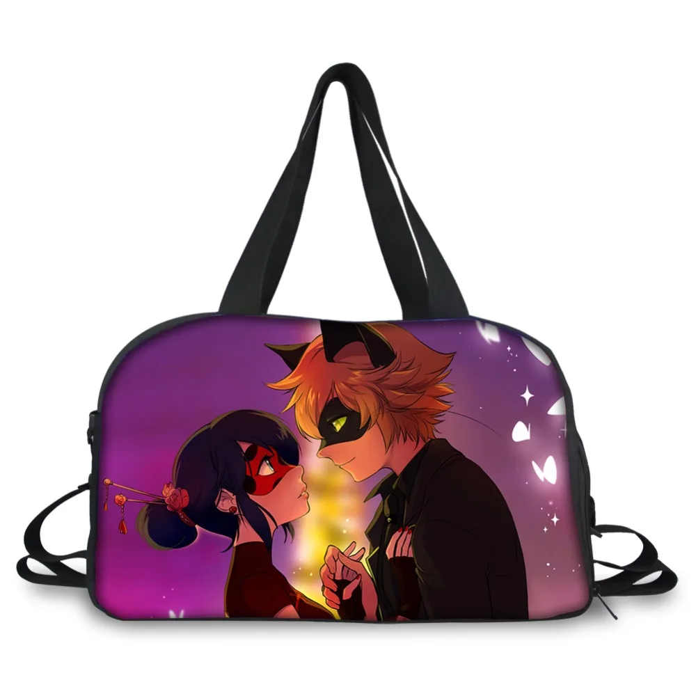 Customized Images Fashion Women Travel Bag Anime Miraculous Ladybug Travel Luggage Bag Sac De Shoulder Handbag Large Duffle Tote