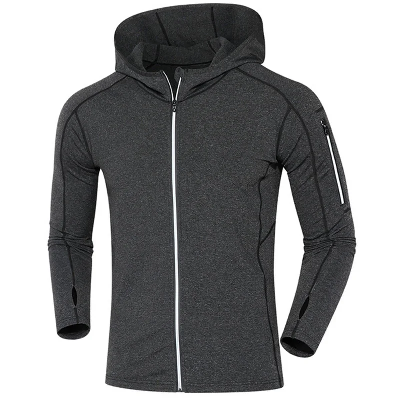 Warm With Velvet Men's Running Jacket Sports fitness Long sleeves Hooded Jackets Outdoor