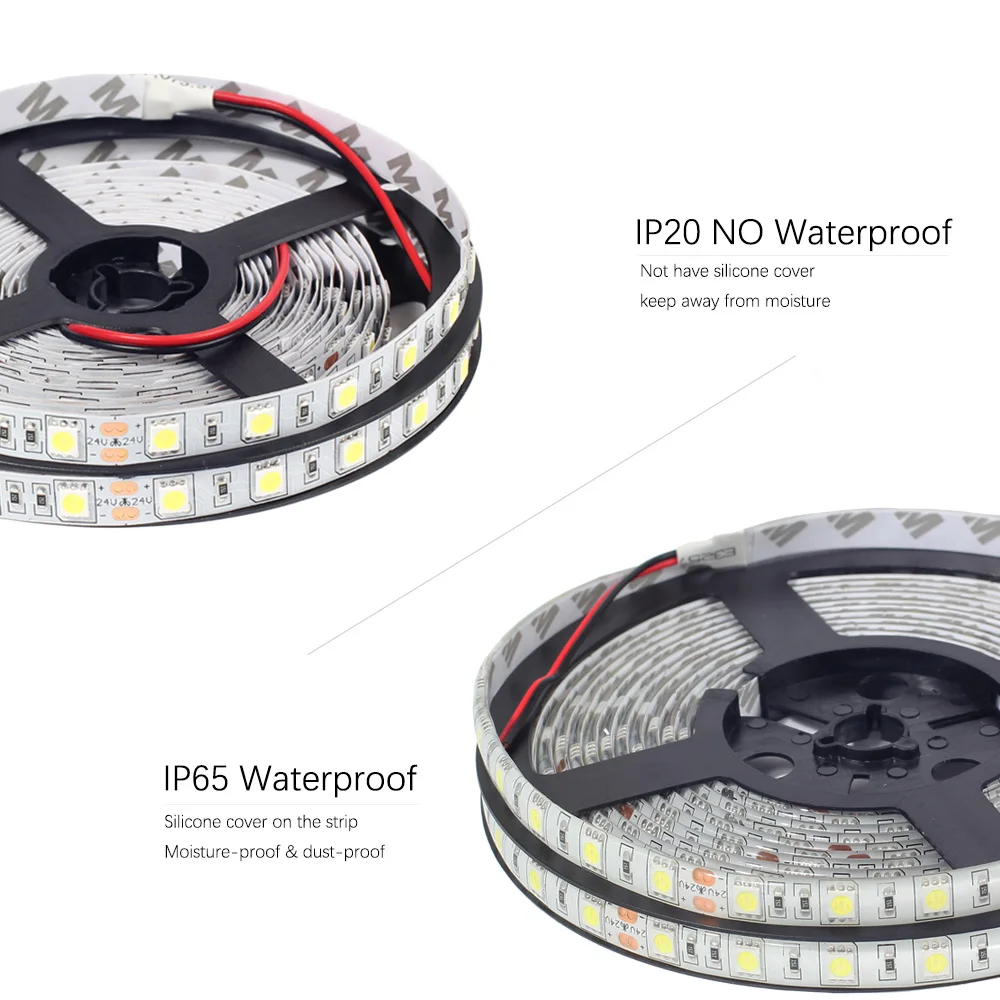 Водонепроницаемый RGB светодиодные ленты 12v 24v SMD 5050 5M светодиодные полосы света RGB RGBW RGBW