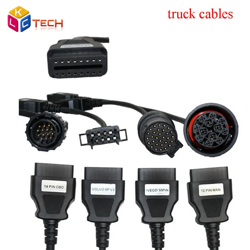 Новейший полный комплект 8 кабелей для грузовиков TCS OBD2 Диагностический OBD OBDII 2