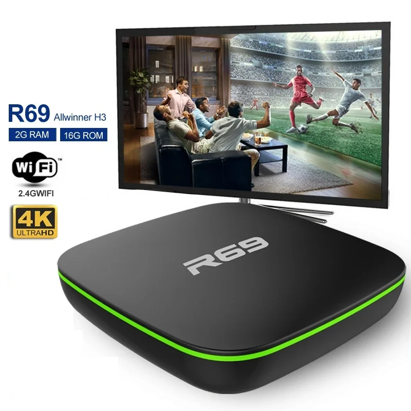  R69 Smart TV Box Android 7.1 1GB 8GB IPTV H3 Quad-Core WiFi 2.4GHz 1G8G Set Top Box 1080P HD Suppor - 4000179880767