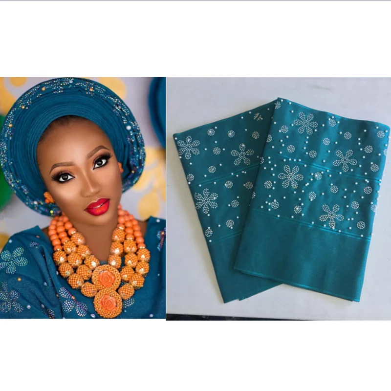 В нигерийском стиле Aso Oke Headtie Африканский тюрбан новые геле обертка с бисером и камнями геле под традиционное платье Aso Oke голову галстук-бабочка 2 шт./упак. 30
