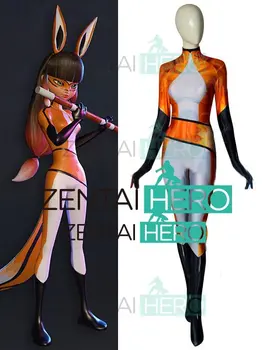 

3D Printed Volpina Cosplay Costume Halloween Spandex Volpina Superhero Costume The Girl Woman Catsuit with Tail